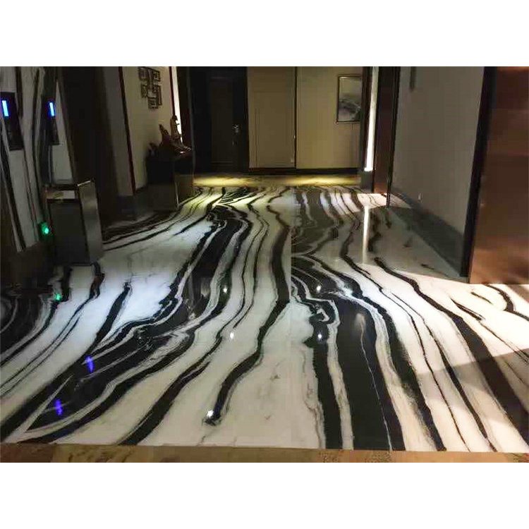 Starstone Natural Stone Bookmatch Background Wall Flooring Tiles Stair Tread Panda White Marble