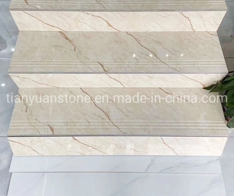 Natural Cream Marble Stone Stairs/Step/Step&Riser/Treads for Construction Decoration