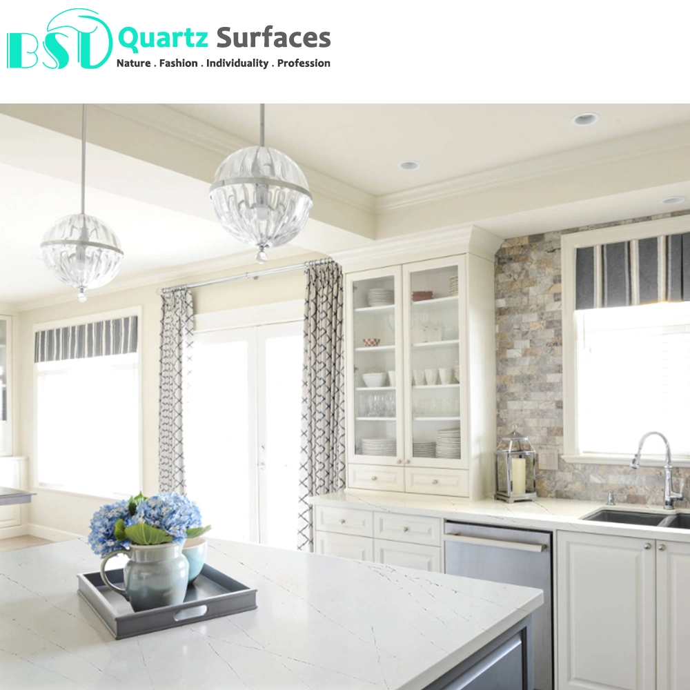 Grey Veined Engineered Quartz Slabs for Countertop