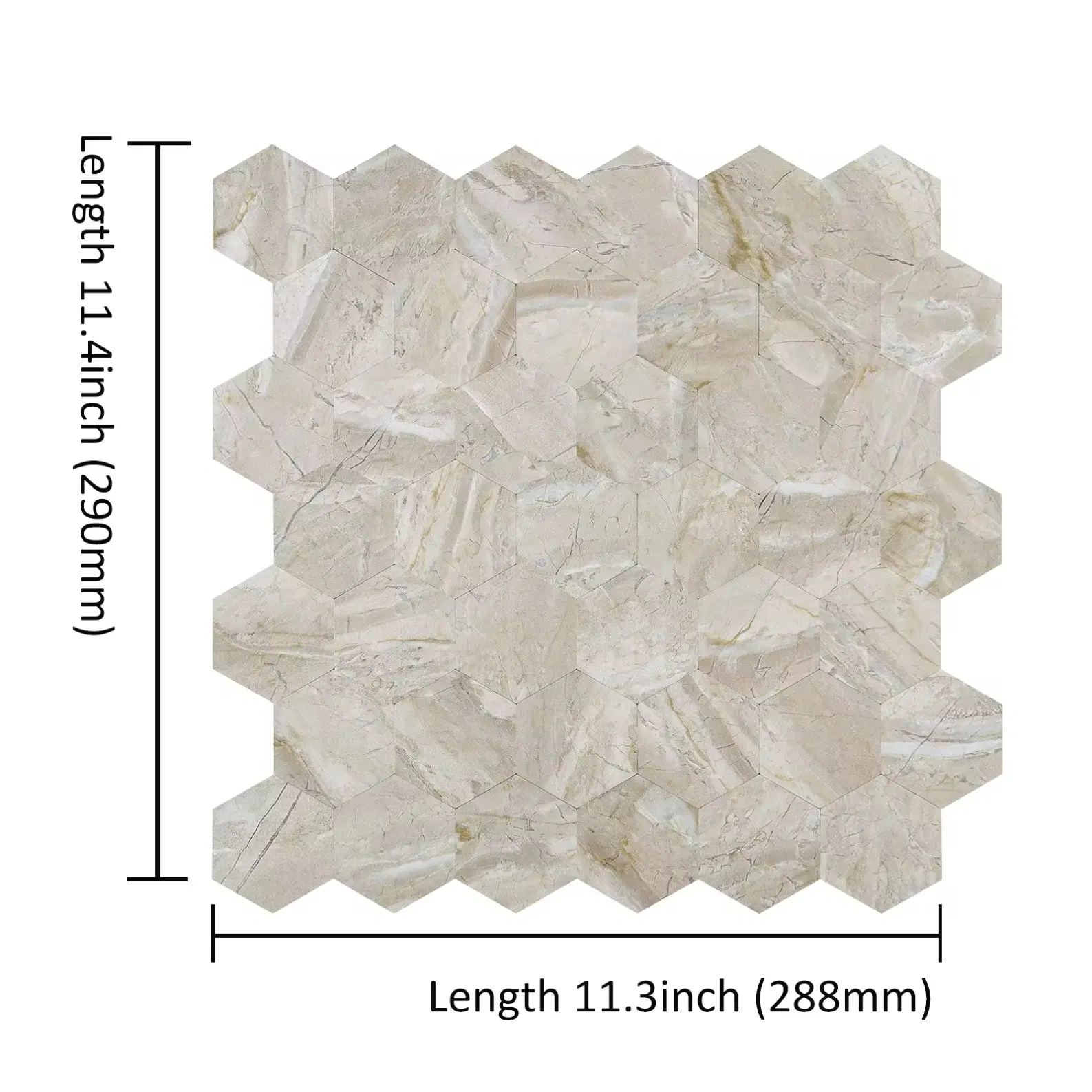 Peel and Stick Backsplash Tile, Beige Marble Mixed Metal 3D PVC Wall Tiles Stick on Backsplash for Kitchen and Bathroom Kitchen Tile Backsplash