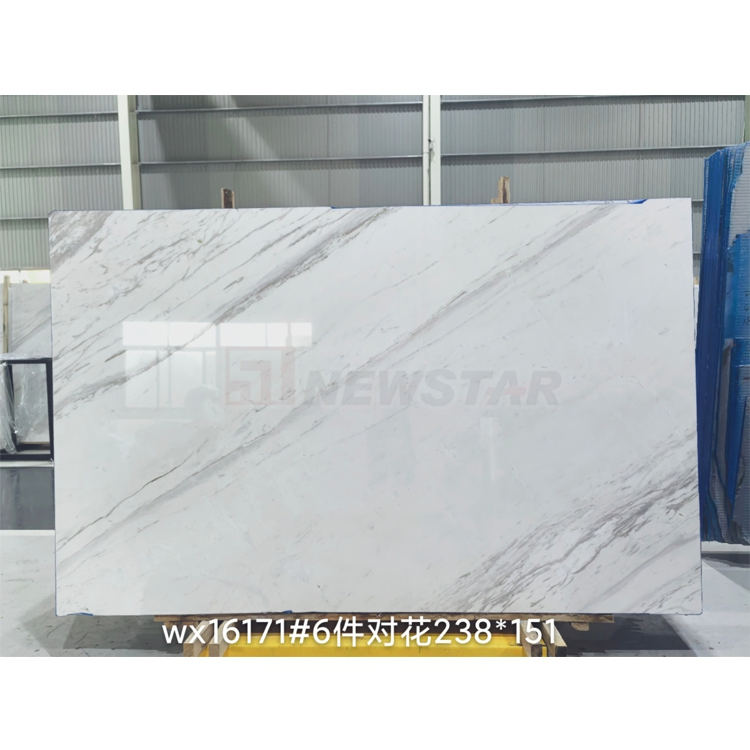 Newstar Bookmatch Dolomite Slab Natural Stone White Color Volakas Marble Greek Volakas White Marble