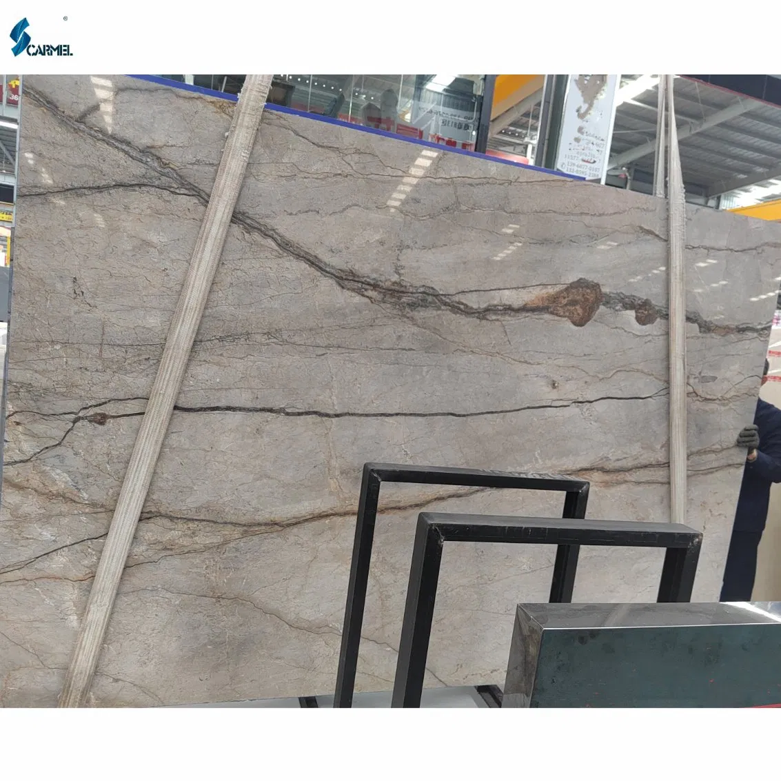 Polished Open Bookmatch Turkey Grey Marble with Brown Veins Silver Roots Marble Slabs and Tiles for Wall and Flooring