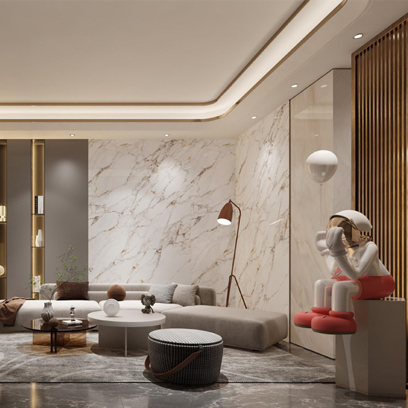 Full Body Sintered Stone Calacatta Gold Marble Bookmatch Marble Look for Countertop/Floor/Wall