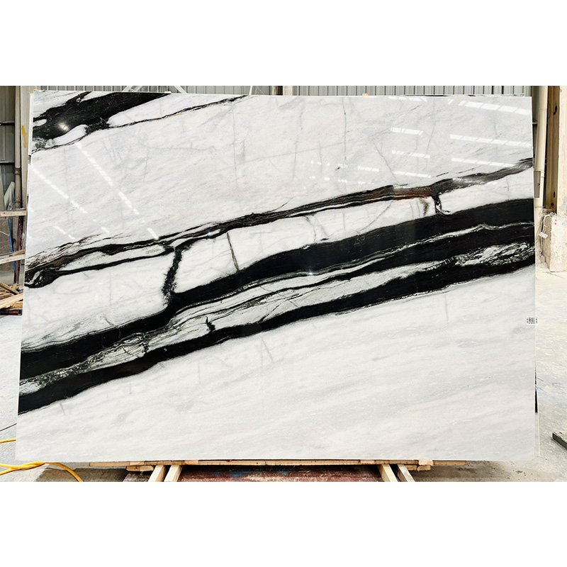 China Polished Marble Stone Bookmatch Slabs Panda White Marble for Interior Floor/Wall Tiles Countertop/Vanity Top/Stairs Wholesale Price