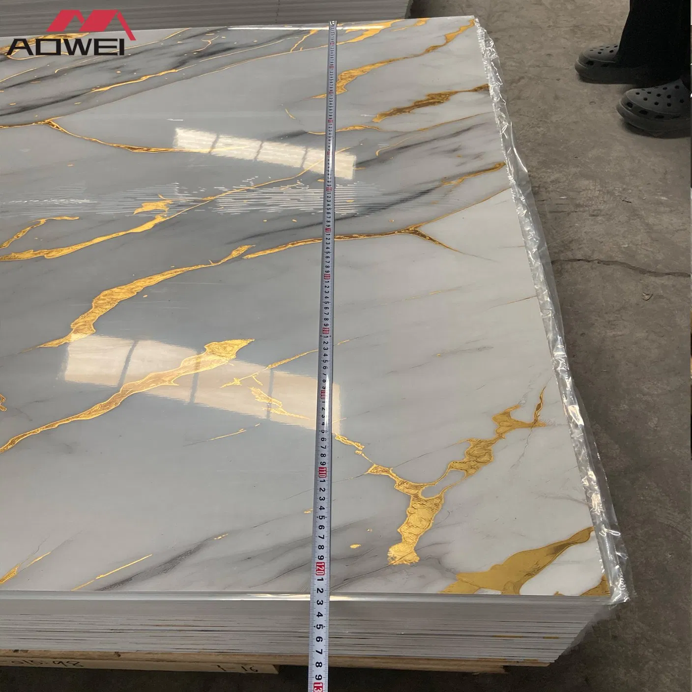 1220*2900mm High Gloss Flexible 3D UV Coating PVC Marble Wall Panel for Home Decoration