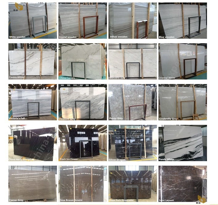 Cheap Polished White/Carrara/Calacatta/Grey/Brown/Black/Beige Natural Stone Marble Slabs for Kitchen/Bathroom/Flooring/Wall