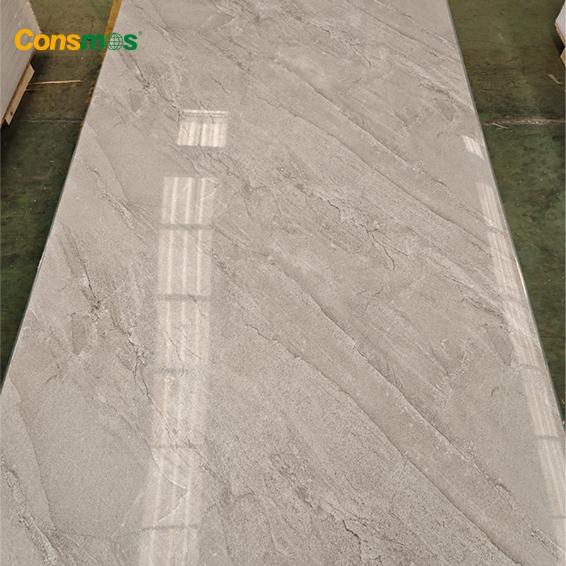 1.22X2.44m Thickness 3mm Interior Decoration Wall Panel UV Coating PVC Marble Sheet