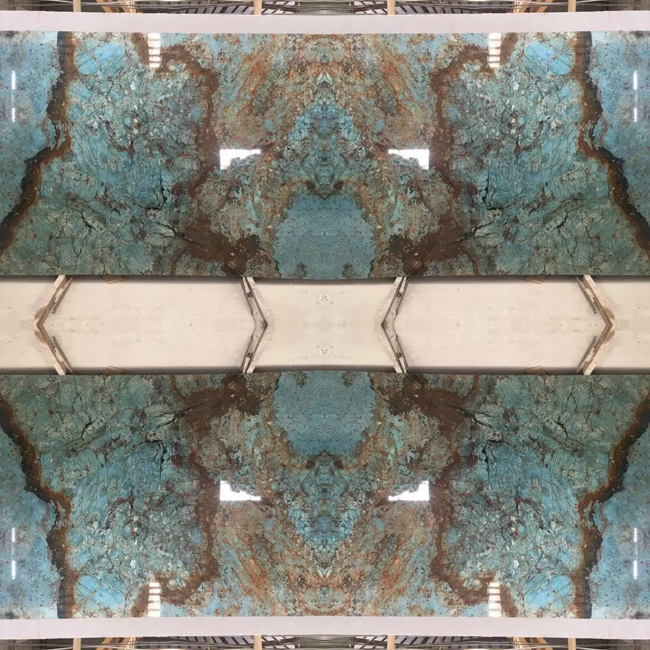 Natural Building Material Bookmatch Green/Blue Marble for Luxury Special Designs