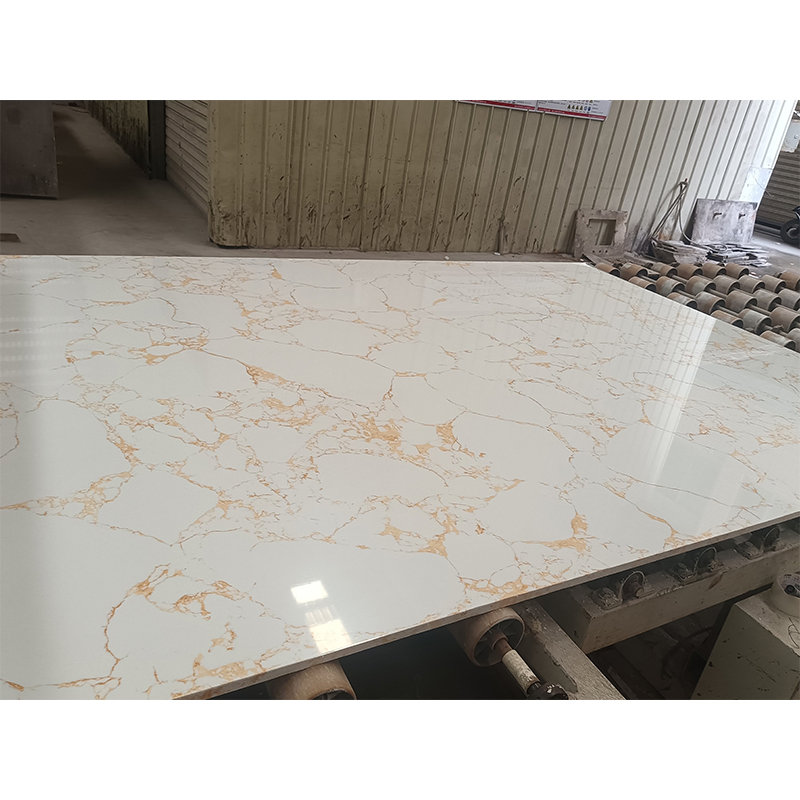 Polished Artificial Stone Bianco Carrara/Calacatta White/Gold Veins Synthetic Slab Marble for Countertop/Floor/Wall/Vanity Building Material Supplier Price