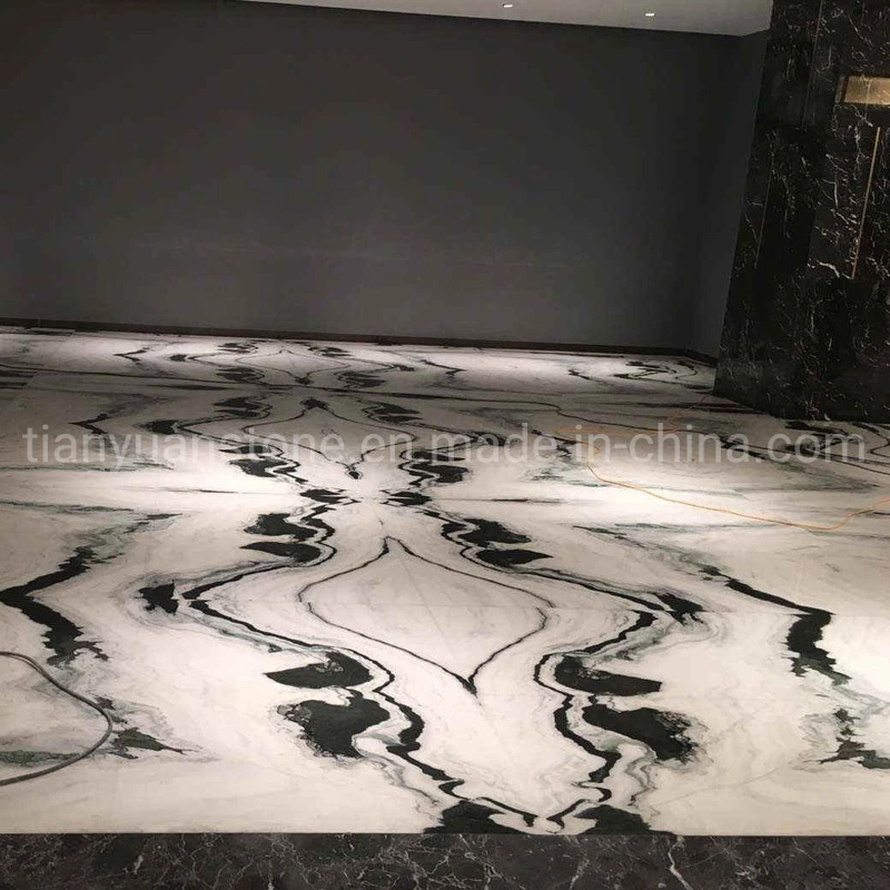Natural Luxury Stone Polished Panda White Marble Stair White Marble for Bookmatch Slab Wall Shower Flooring