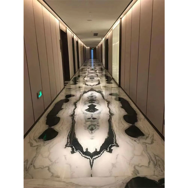 Starstone Natural Stone Bookmatch Background Wall Flooring Tiles Stair Tread Panda White Marble
