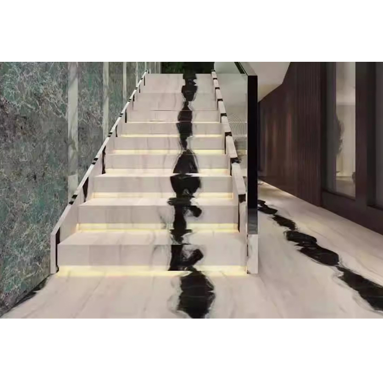 Custom Luxury Marble Calcutta Arabescato Italian White Marble Stair Step Marble Tread