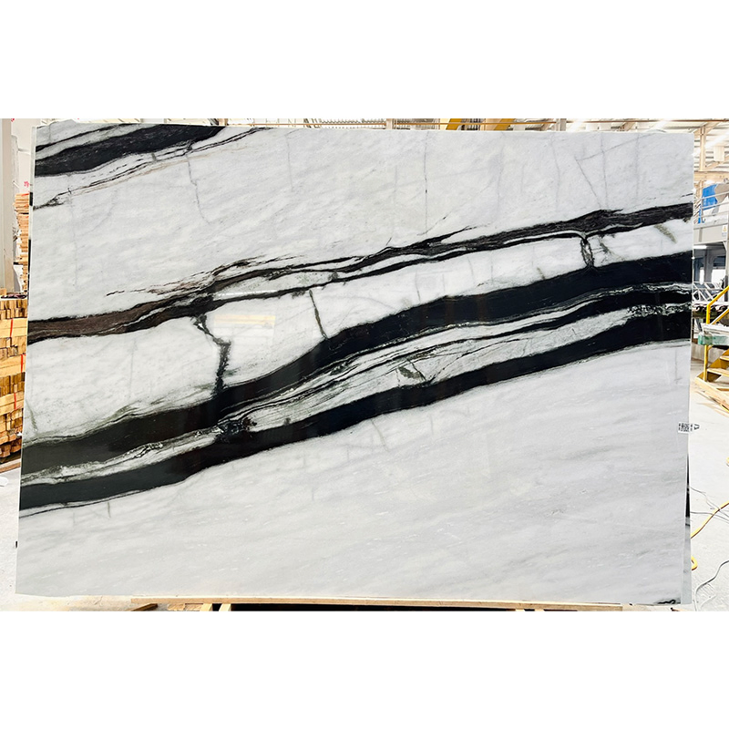 China Polished Marble Stone Bookmatch Slabs Panda White Marble for Interior Floor/Wall Tiles Countertop/Vanity Top/Stairs Wholesale Price