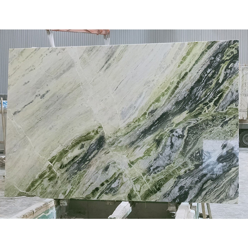 Ornament Design Natural Stone Polished/Honed Surface Kitchen/Bathroom/ Living Room Green Cold Ice Jade Green Bookmatch Marble for Home