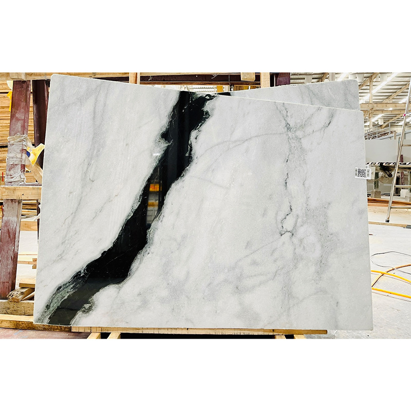 China Polished Marble Stone Bookmatch Slabs Panda White Marble for Interior Floor/Wall Tiles Countertop/Vanity Top/Stairs Wholesale Price