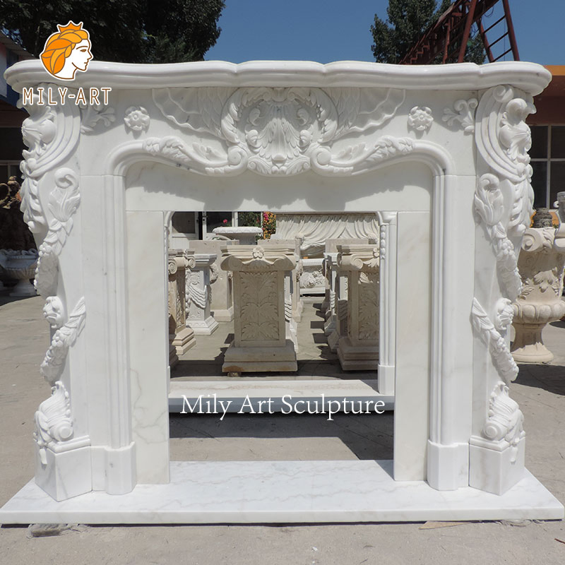 Indoor Decorative Marble Fireplace Mantel Fireplace Surround for Sale
