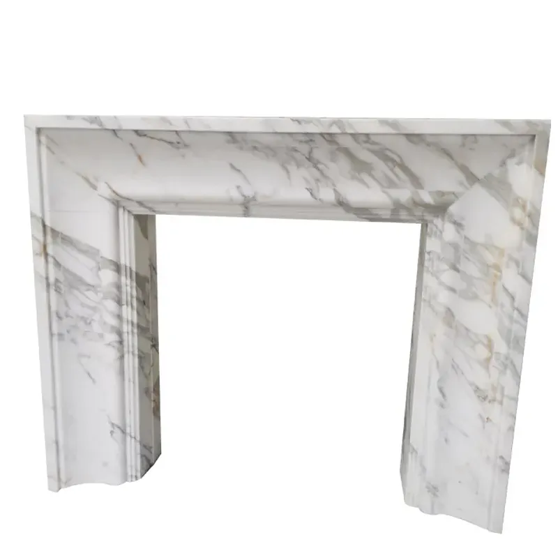 Modern and Classic Calacatta Gold White Marble Fireplace Mantel Surround