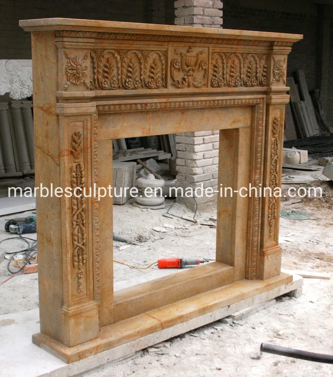 Simple Style Hand Carved Custom Marble Fireplace Hot Selling Home Decoration Stone Mantel (SYMF-176)