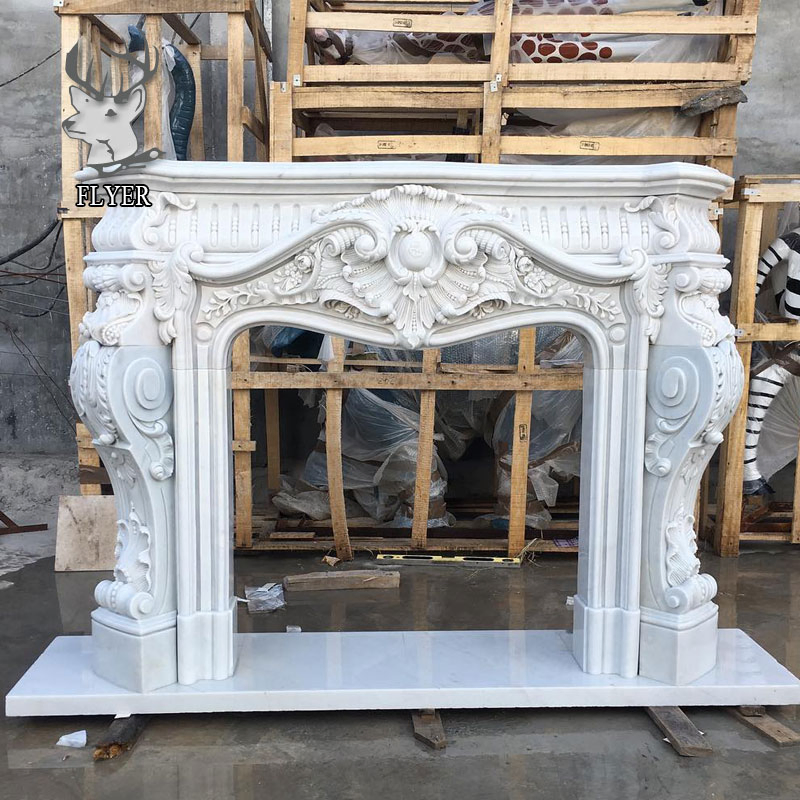 Frend Style Home Decor Arabescato Marble Fireplace Mantel Custom Stone Fireplace Surround Carving
