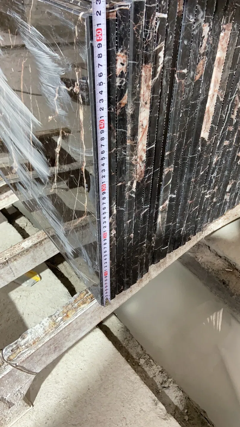 Noir St Laurent Premium Building Material Marble for Bookmatch Effect Tiles/Slabs Hospitality Design