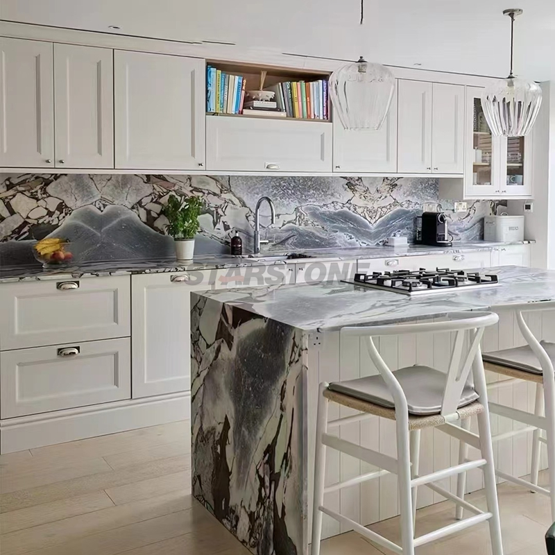 Starstone Bookmatch Marble Calacatta Blue Viola Marble Slab for Kitchen Countertop