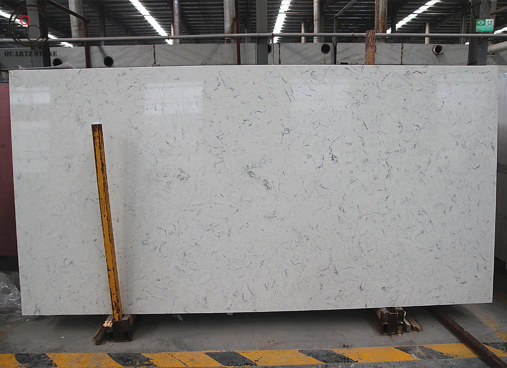 Carrara Marble-Looking Veined Quartz Stone Slab for Countertop
