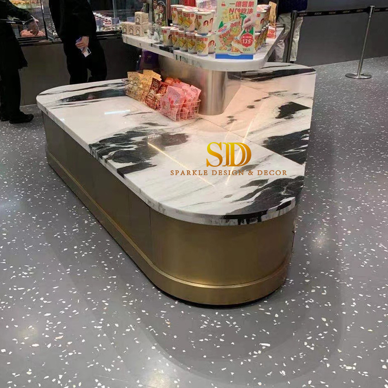 Customized Book Matched Panda White Marble Dining Tabletop for Home Decoration