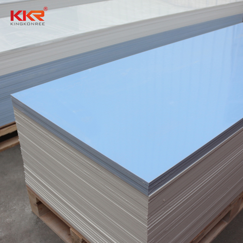Customized Light Blue Color Modified Acrylic Solid Surface Countertop Slabs for Wall Decoration