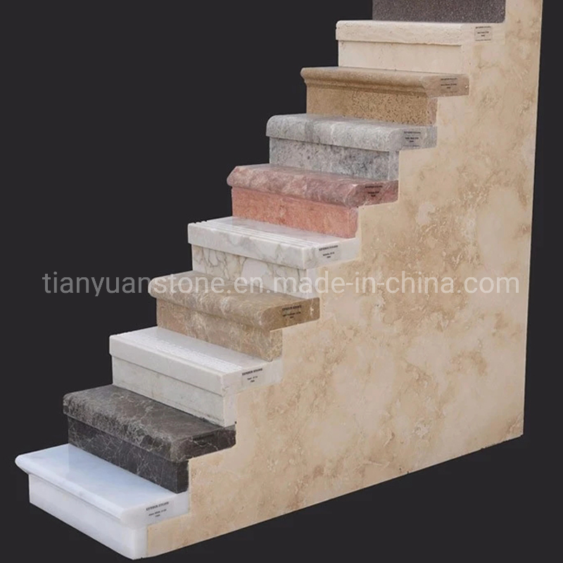 Mixed Color Dark Emperador and Sofiet Gold Marble Stair Tread