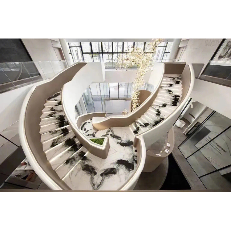 Luxury Designs Staircase Panda White Marble Stair Step Marble Treads for Hotels Luxury Homes