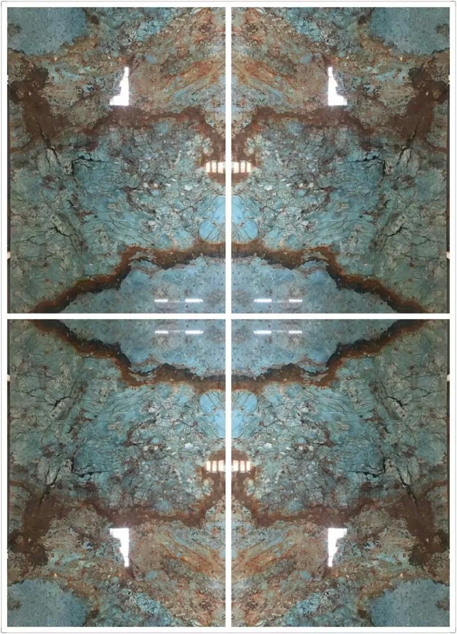 Natural Building Material Bookmatch Green/Blue Marble for Luxury Special Designs