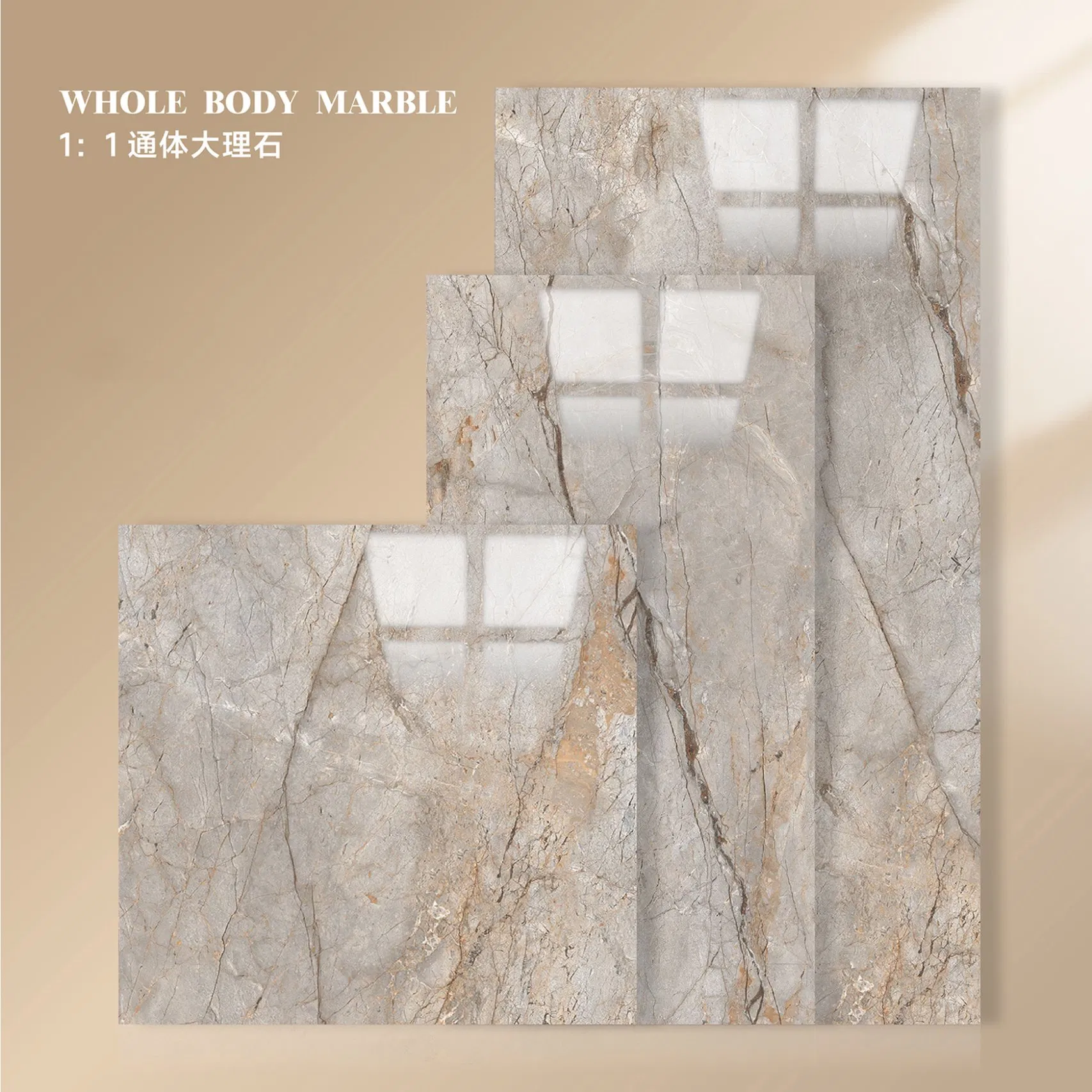 Modern Style 600X1200 Marble Ceramic Floor Porcelain Glazed Glossy Surface Interiors Tile for Living Room and Hotel