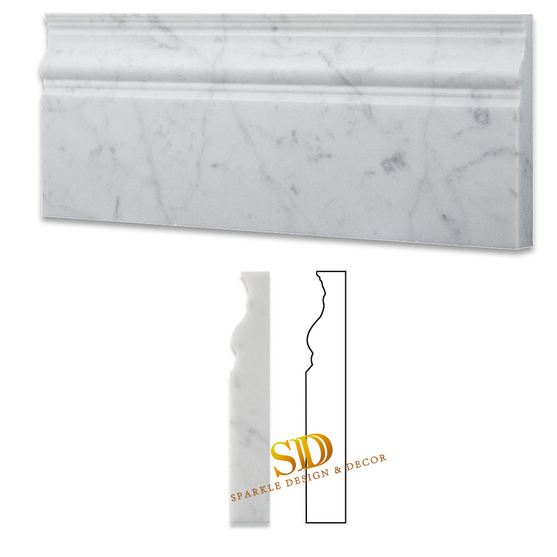Custom Made Carrara White Marble Skirting Tiles