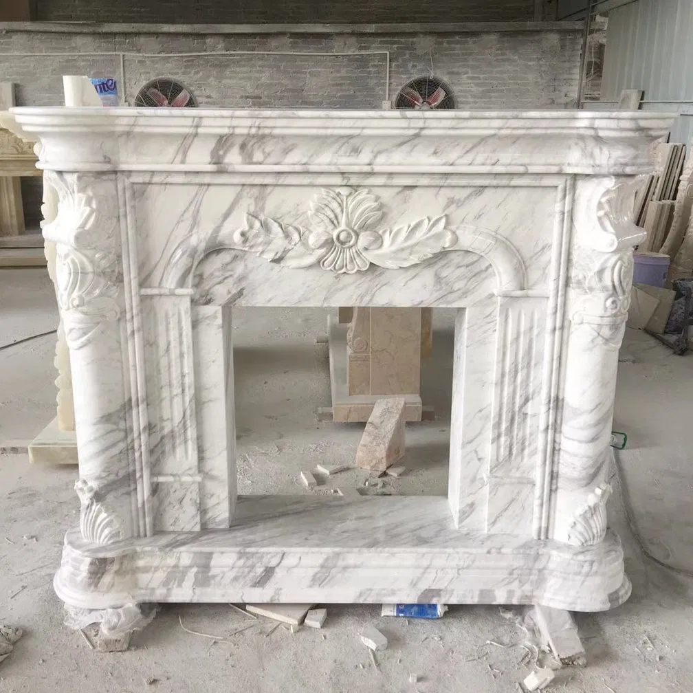 French Style Antique Marble Fireplace Mantel