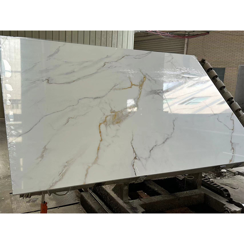 Polished/Honed Engineered/Artificial Stone Slabs Bianco Carrara/Calacatta Gold Veins/Synthetic White Marble for Wall Tiles/Flooring/Background/Vanity Top