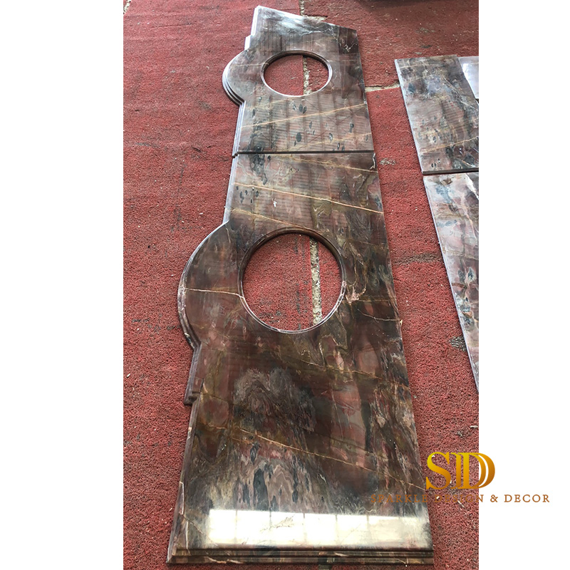 Custom Made Venice Red Marble Countertop with Holes for Bathroom Decor
