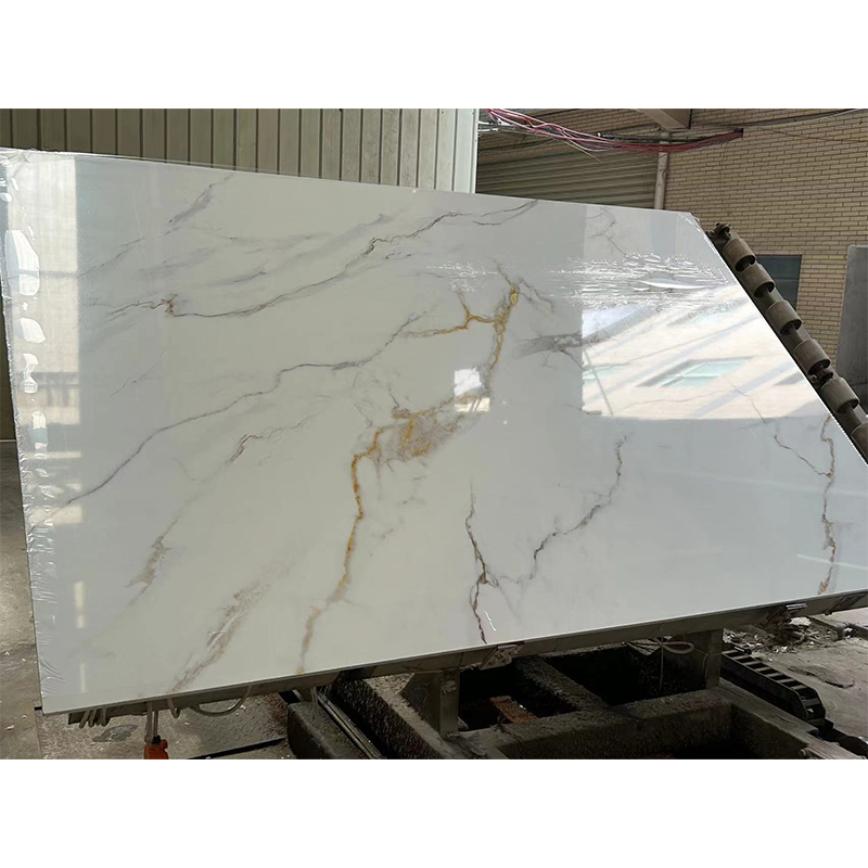Polished/Honed Engineered/Artificial Stone Slabs Bianco Carrara/Calacatta Gold Veins/Synthetic White Marble for Wall Tiles/Flooring/Background/Vanity Top