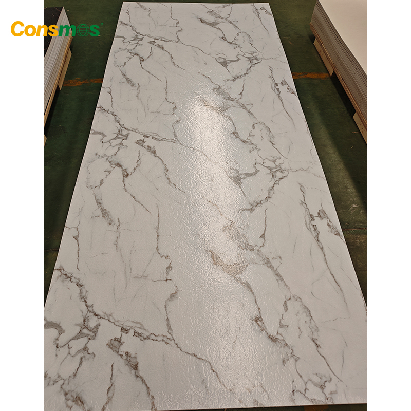 1.22X2.44m Thickness 3mm Interior Decoration Wall Panel UV Coating PVC Marble Sheet