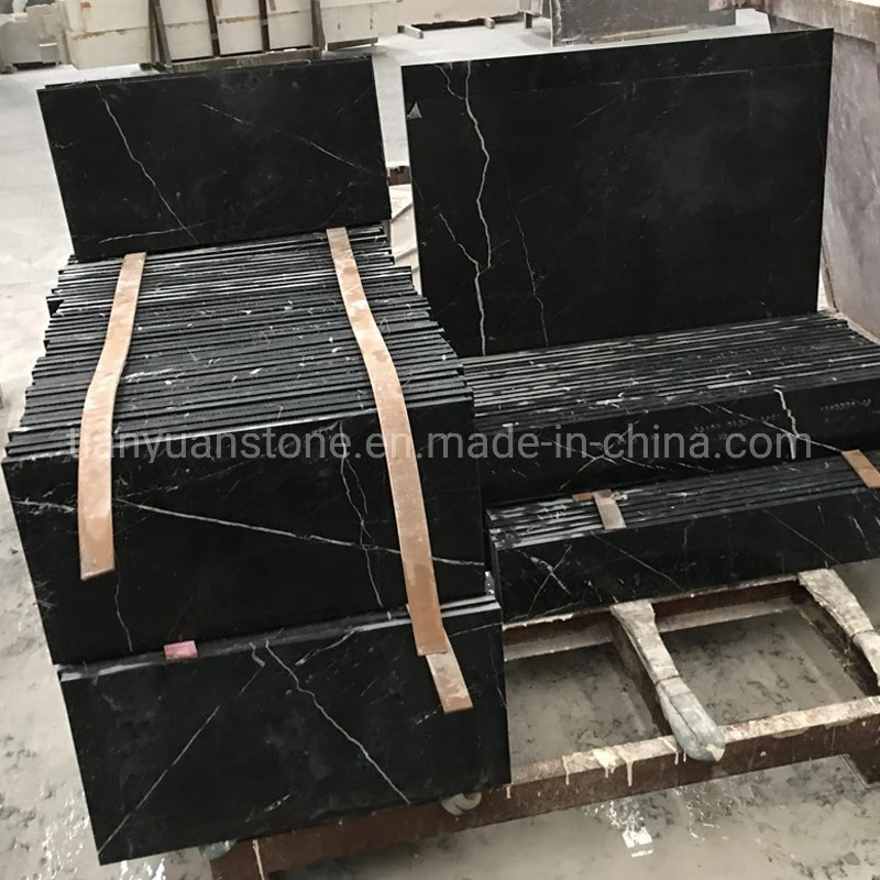 Black Marquina Marble Step/Stair Treads with Anti-Slip Nosing