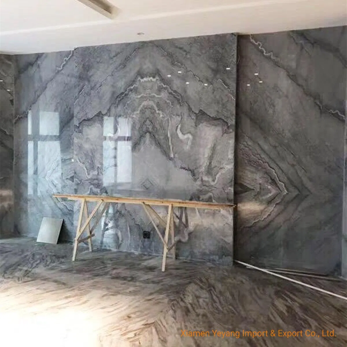 Grey Stone Marble for Wall/Background/Flooring Bookmatch Tiles