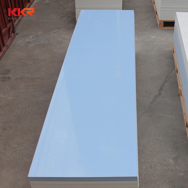Customized Light Blue Color Modified Acrylic Solid Surface Countertop Slabs for Wall Decoration