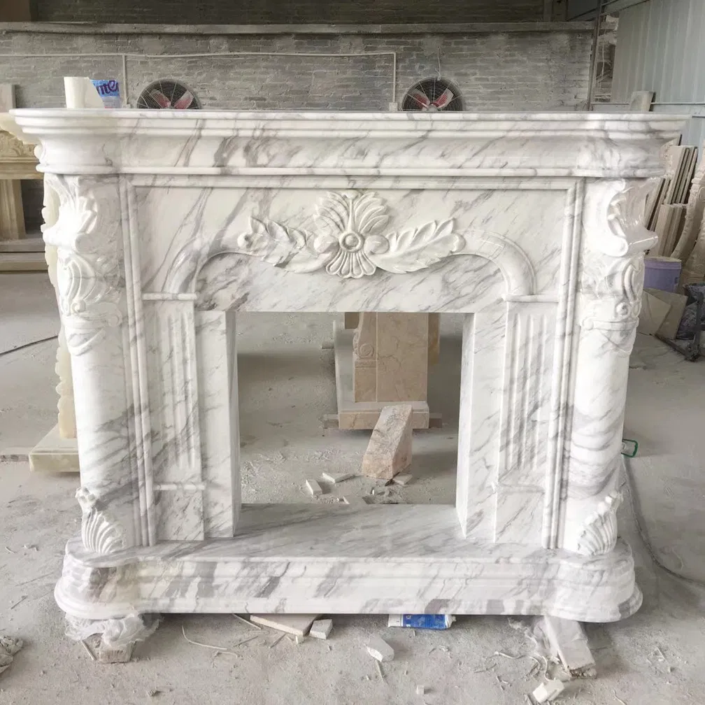 Detailed Marble Fireplace View