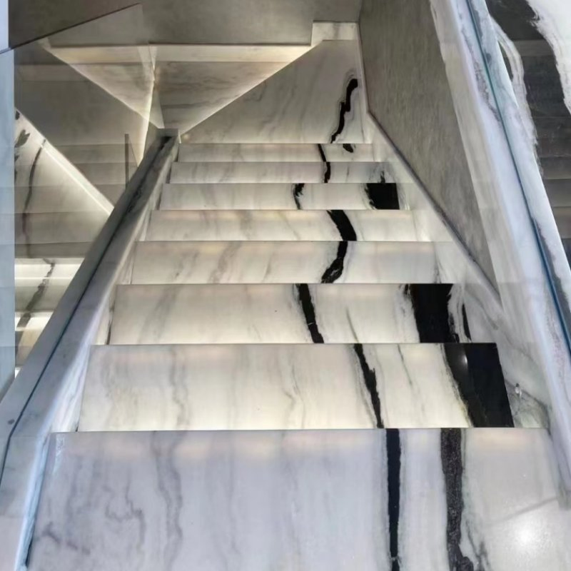 Interior Stone Panda White/Dalmata White Marble Granite Stair Tread