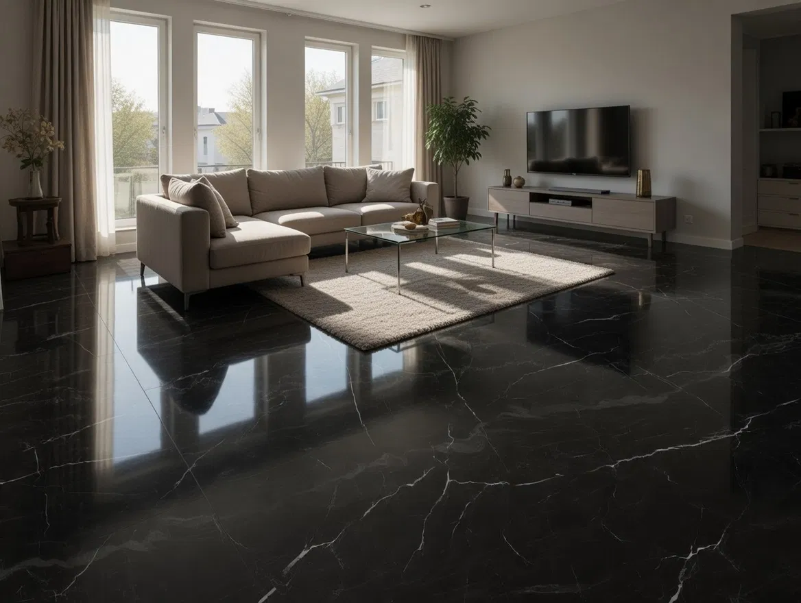 Black Marble Design Full Polished Glazed Porcelain Tiles 600*600 Flooring Wall Tile for Bedroom and Kitchen Hot-Selling OEM