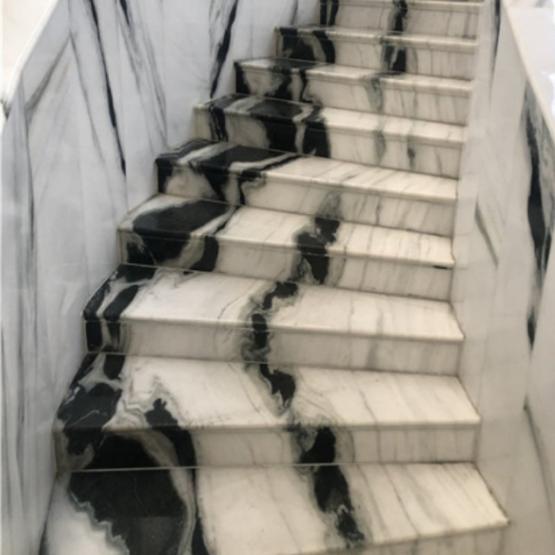 Interior Stone Panda White/Dalmata White Marble Granite Stair Tread