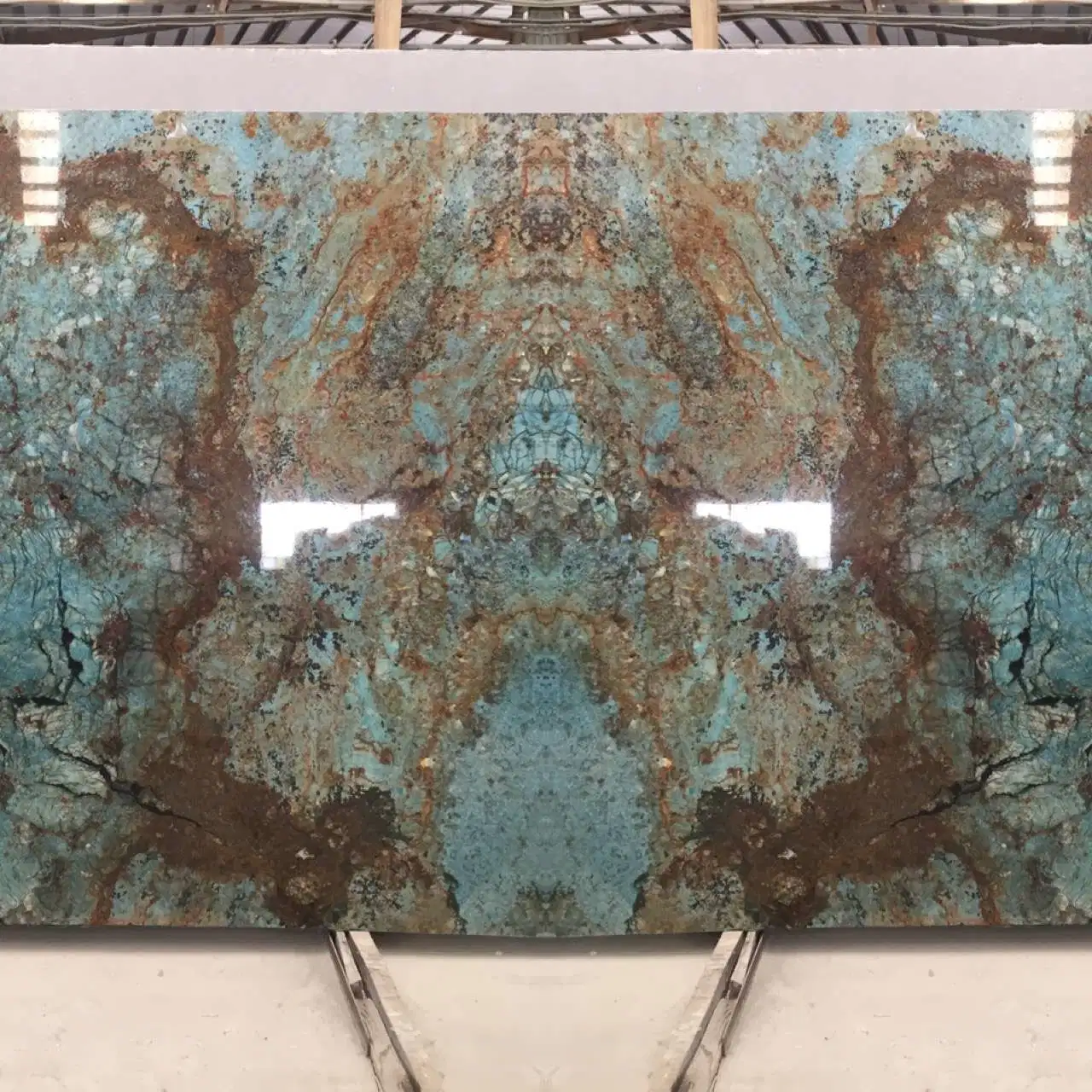 Natural Building Material Bookmatch Green/Blue Marble for Luxury Special Designs