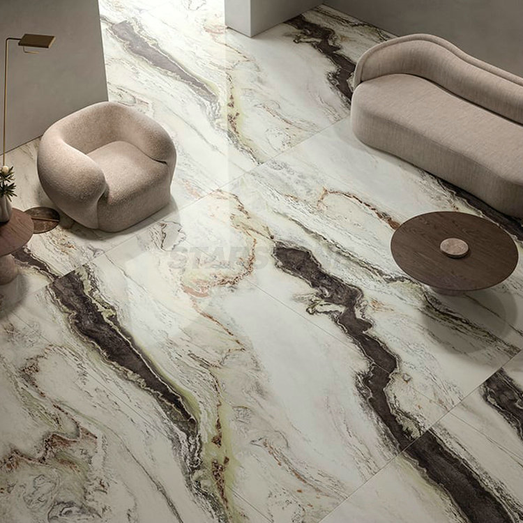 Starstone Natural Stone Bookmatch Background Wall Flooring Tiles Stair Tread Panda White Marble