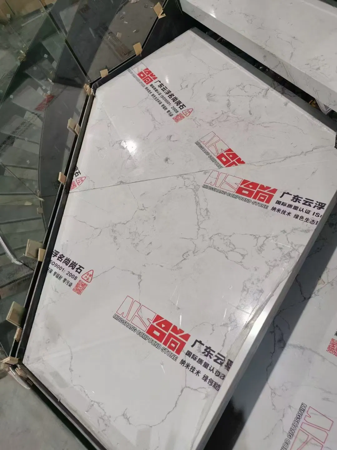 Modern Design White Marble Stairs and Steps High Polished Natural Stone Treads for Villa Use