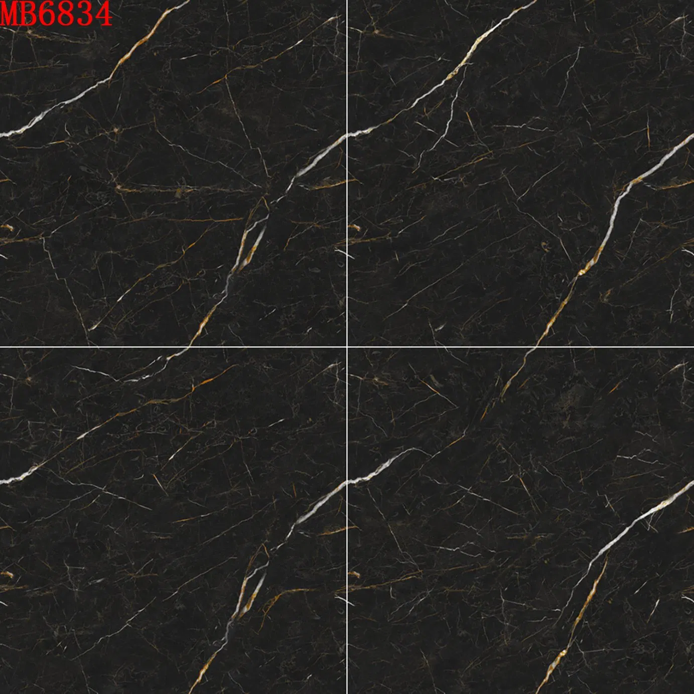 Marble Design Full Polished Glazed Porcelain Tiles 600*600 Flooring Wall Tile for Bedroom in Stock ODM Black Marble