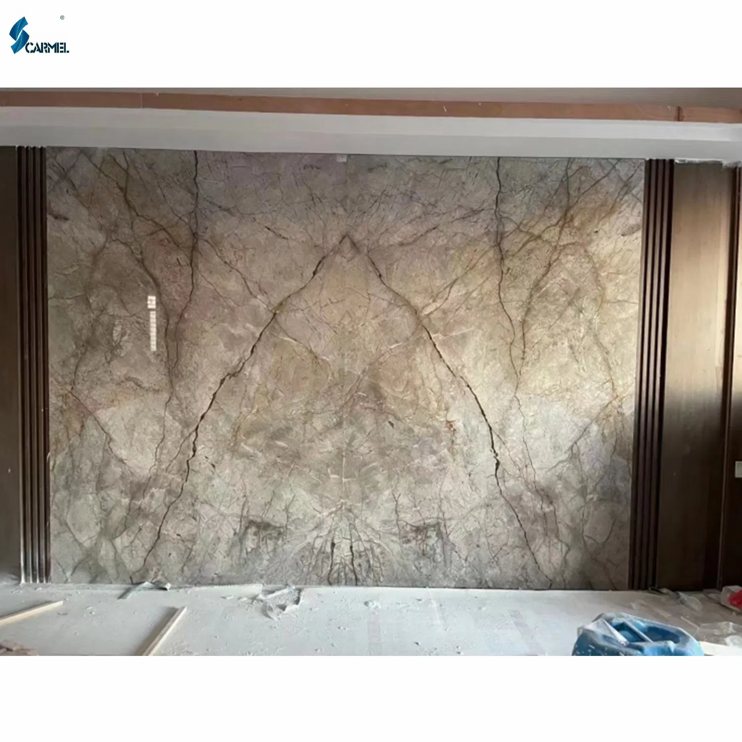 Polished Open Bookmatch Turkey Grey Marble with Brown Veins Silver Roots Marble Slabs and Tiles for Wall and Flooring